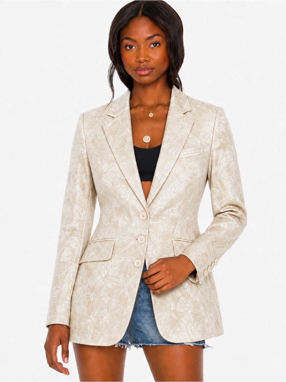 Zac Posen brocade Jacquard Floral Cream Blazer size 8